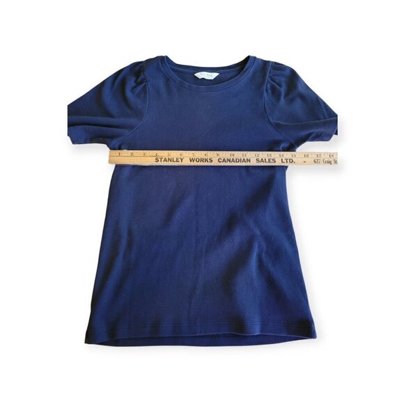Part Two Navy Gathered Sleeve T-Shirt, Organic Cotton, Size S - Picture 4 of 7